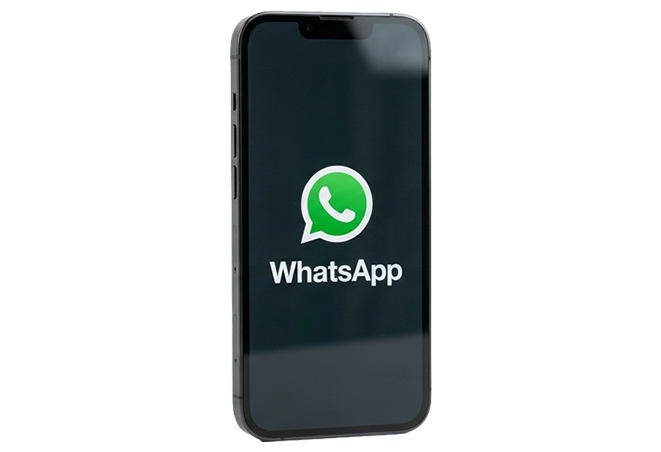 Dispositivo mostrando chat de WhatsApp